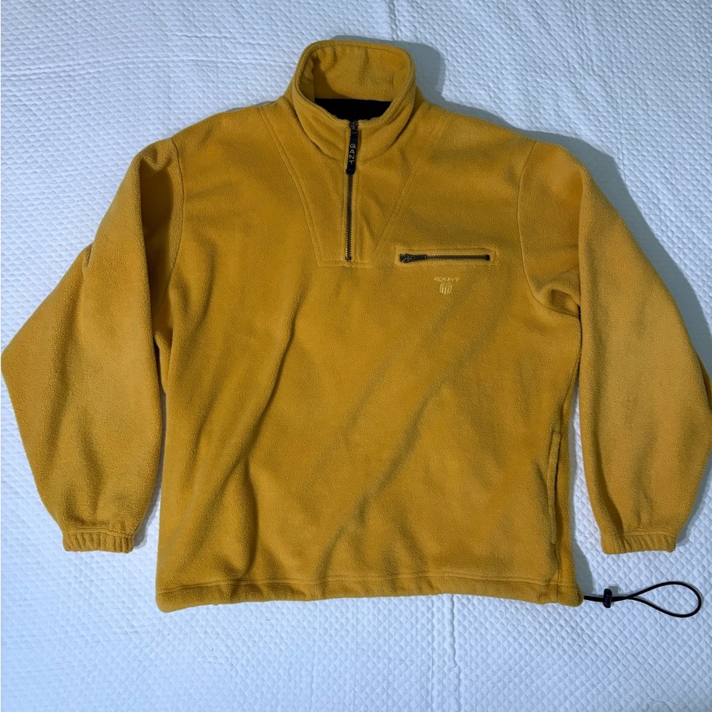 Vintage GANT USA Yellow Zip-Up Fleece with Elastic Cuffs